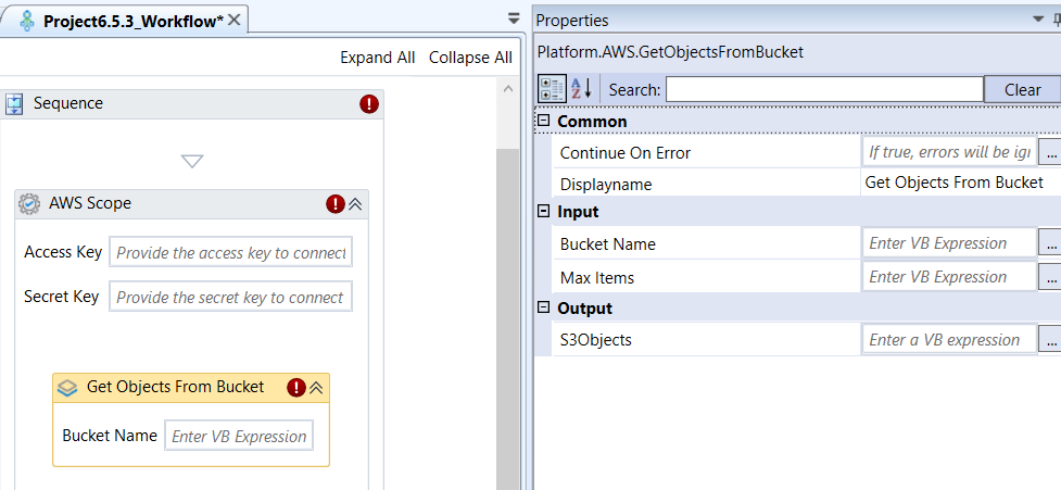 Get Objects From Bucket activity and properties Get Objects From Bucket activity and properties