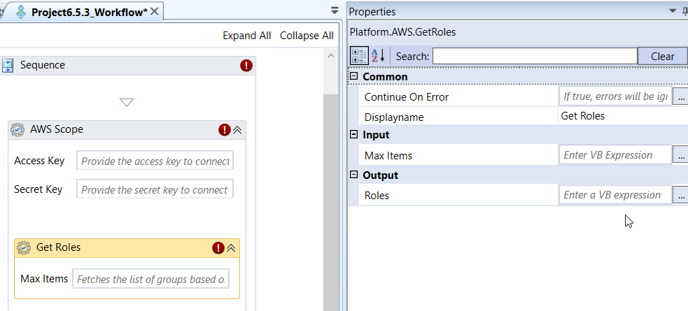Get Roles activity and properties Get Roles activity and properties