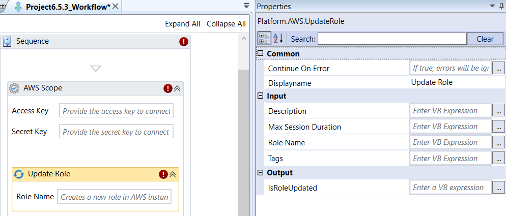 Update Role activity and properties Update Role activity and properties