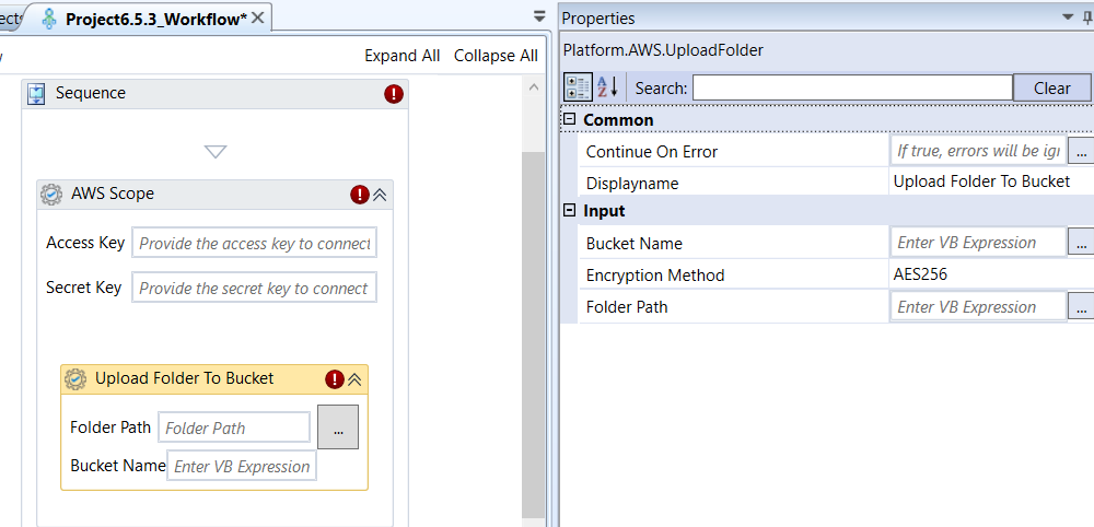 Upload Folder To Bucket activity and properties Upload Folder To Bucket activity and properties