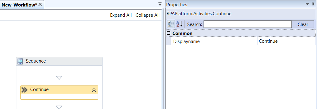 Continue activity and properties Continue activity and properties