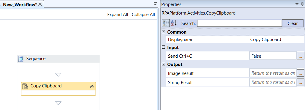 Copy Clipboard activity and properties Copy Clipboard activity and properties