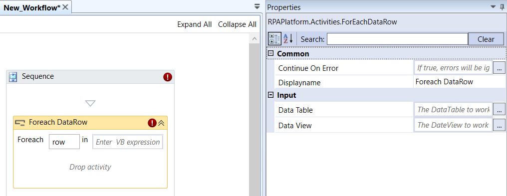 Foreach DataRow activity and properties Foreach DataRow activity and properties