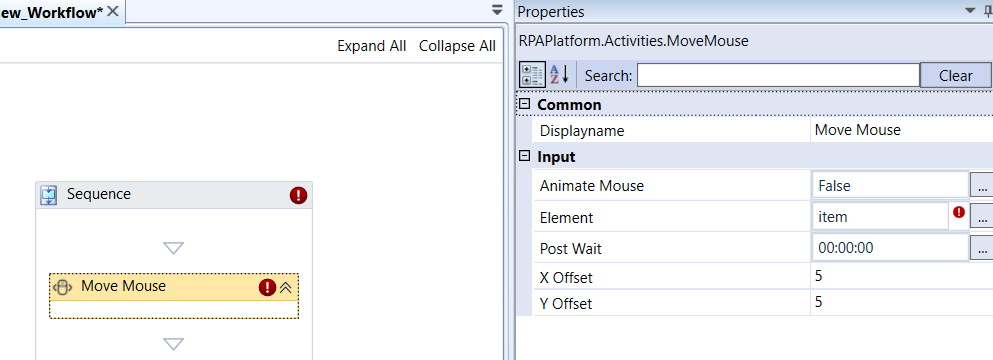 Mouse Move activity and properties Mouse Move activity and properties