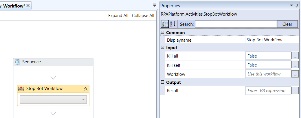 Stop Bot Workflow activity and properties Stop Bot Workflow activity and properties