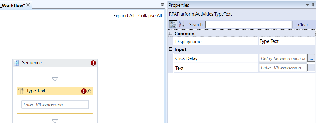 Type Text activity and properties Type Text activity and properties