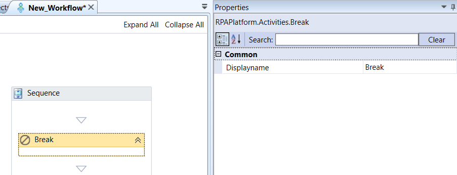 Break activity and properties Break activity and properties