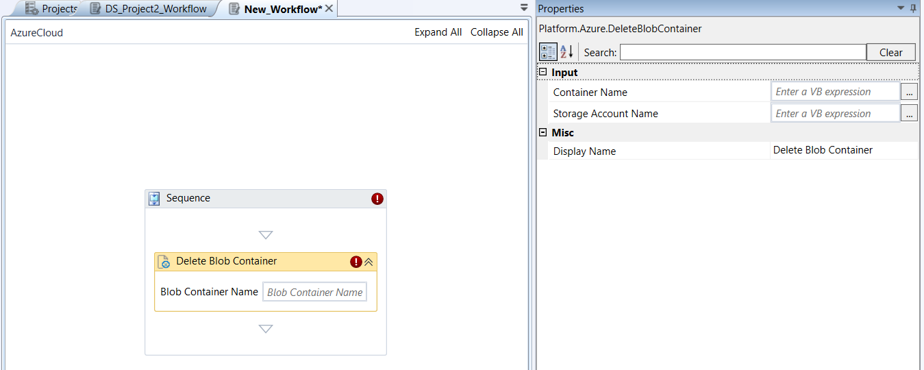 Delete Blob Container activity and properties Delete Blob Container activity and properties