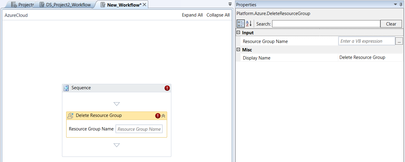 Delete Resource Group activity and properties Delete Resource Group activity and properties