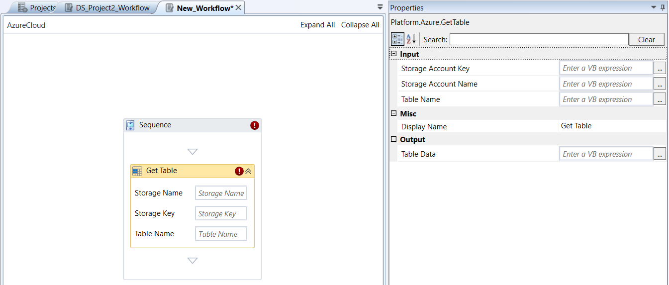 Get Table activity and properties Get Table activity and properties