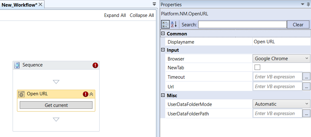 NM.Open URL activity and properties NM.Open URL activity and properties
