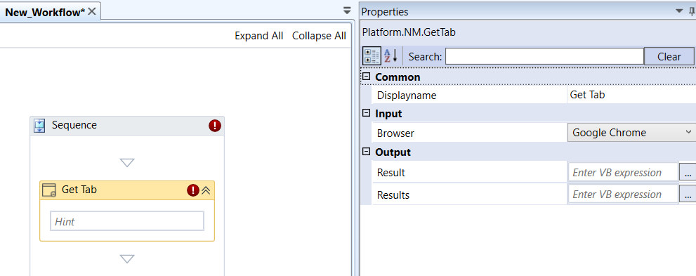NM.Get Tab activity and properties NM.Get Tab activity and properties