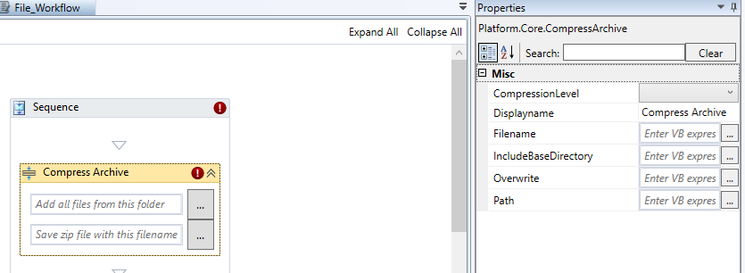 Compress Archive activity and properties Compress Archive activity and properties