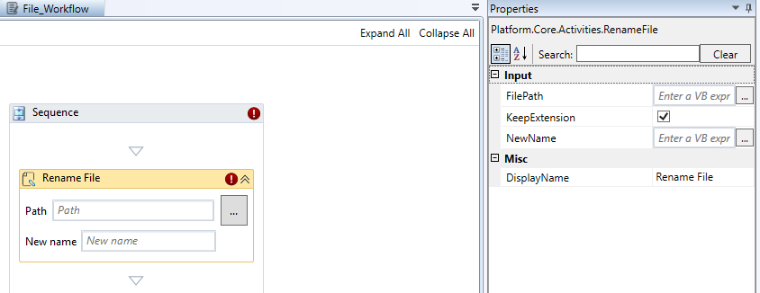 Rename File activity and properties Rename File activity and properties