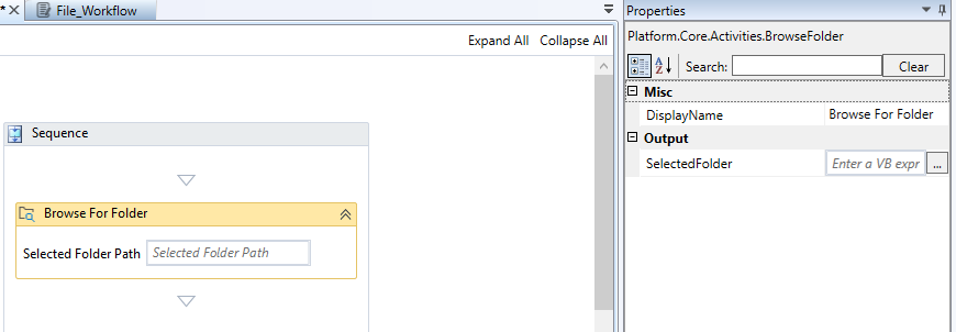 Browse for Folder activity and properties Browse for Folder activity and properties