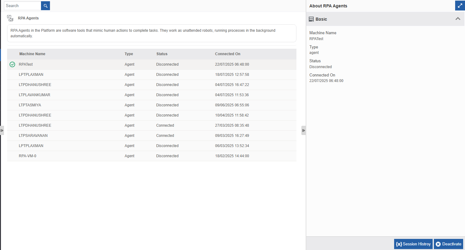 RPA Agents and details RPA Agents and details