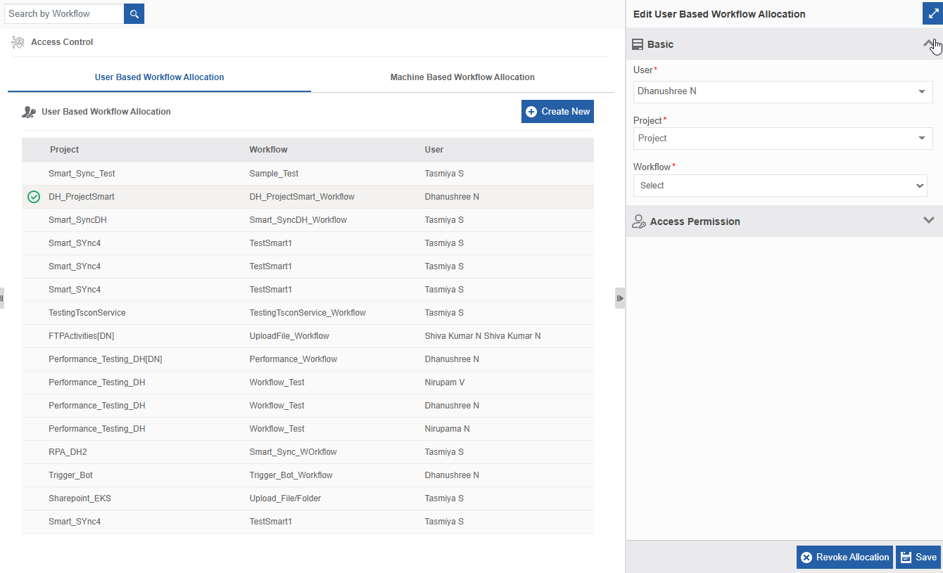 User Based Workflow Allocation User Based Workflow Allocation