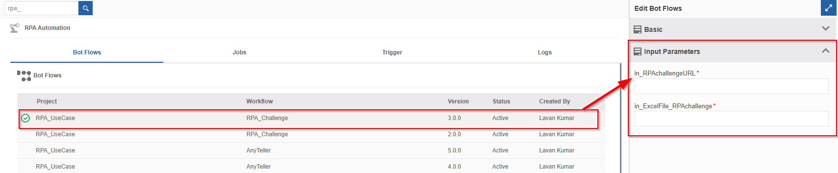Input Parameters Input Parameters