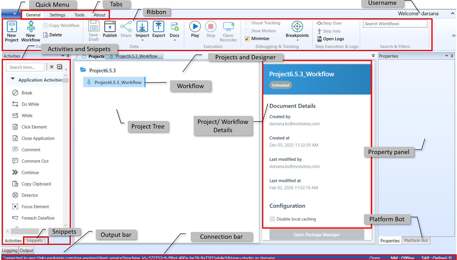 RPA Bot Studio Interface RPA Bot Studio Interface