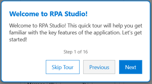 RPA Studio Tour RPA Studio Tour