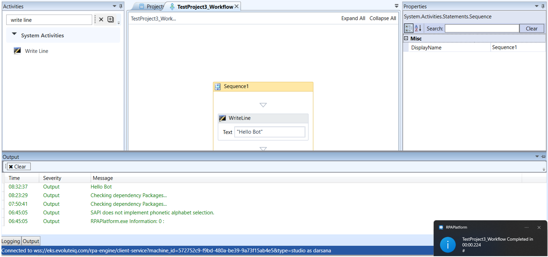 Workflow execution with output Workflow execution with output