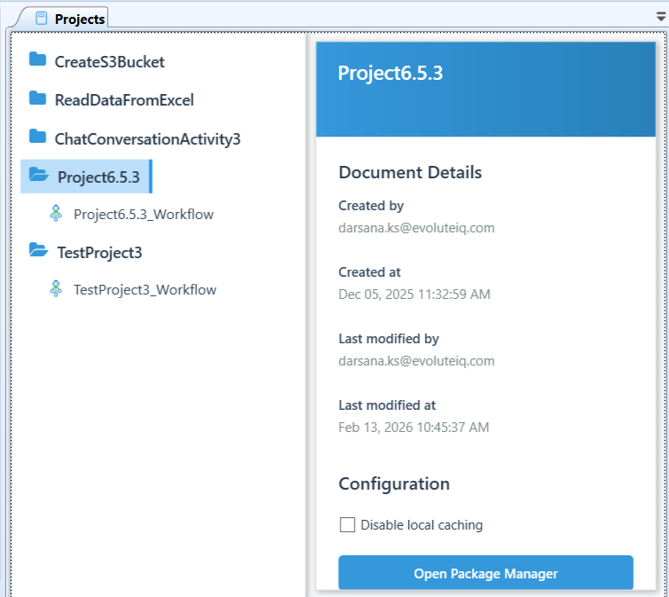 Selected workflow and details Selected workflow and details