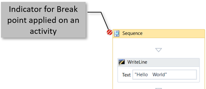 The breakpoint is applied for the selected activity The breakpoint is applied for the selected activity