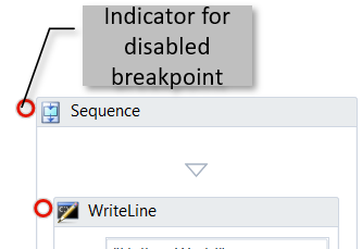 Disabled breakpoint Disabled breakpoint
