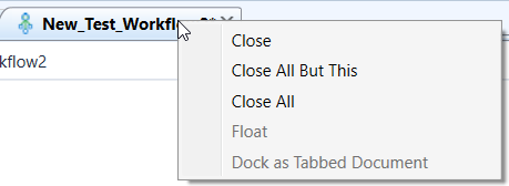 Workflow Panel Options Workflow Panel Options