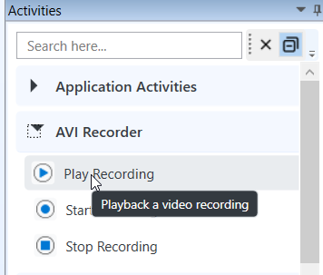 Activities tool tip Activities tool tip