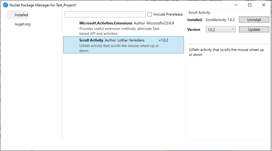 Installed NuGets Installed NuGets