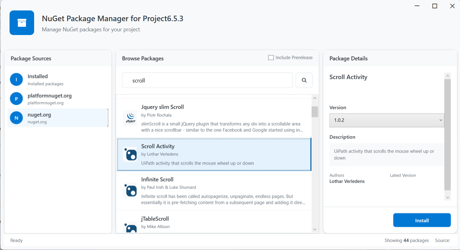 Searching for a NuGet/package Searching for a NuGet/package