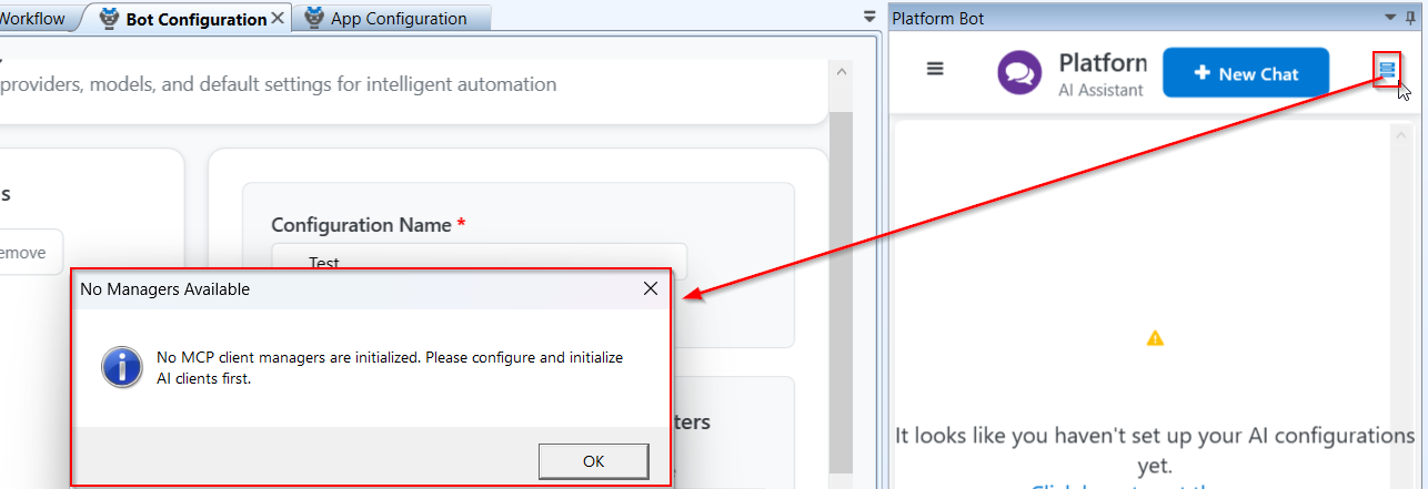 Error message for MCP not configured Error message for MCP not configured