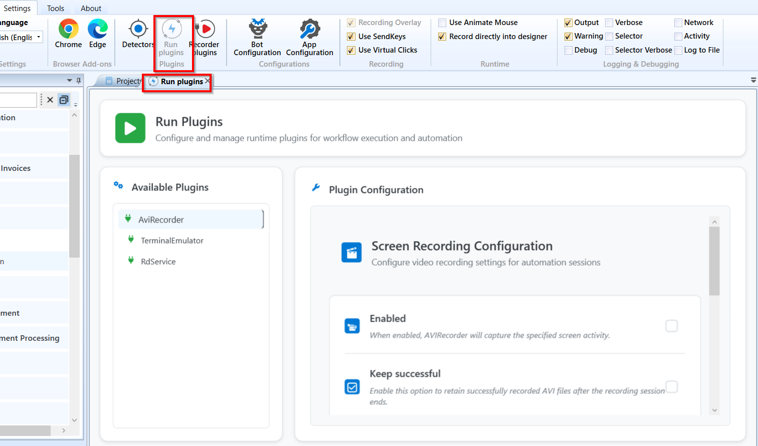 Run Plugin details Run Plugin details