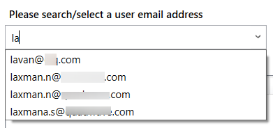 Email id selection Email id selection