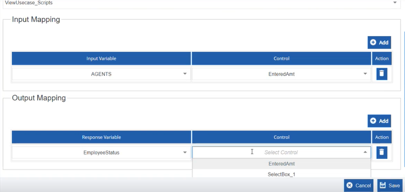 Input and Output mapping for the process flow Input and Output mapping for the process flow