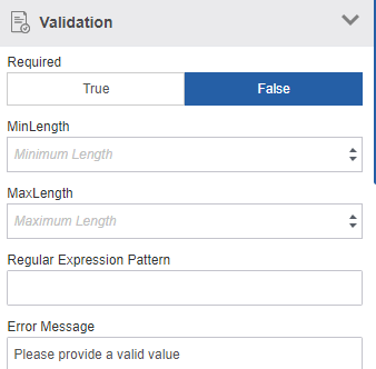 Validation Properties Validation Properties