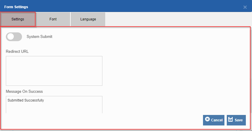 Form Settings โ Settings tab Form Settings โ Settings tab