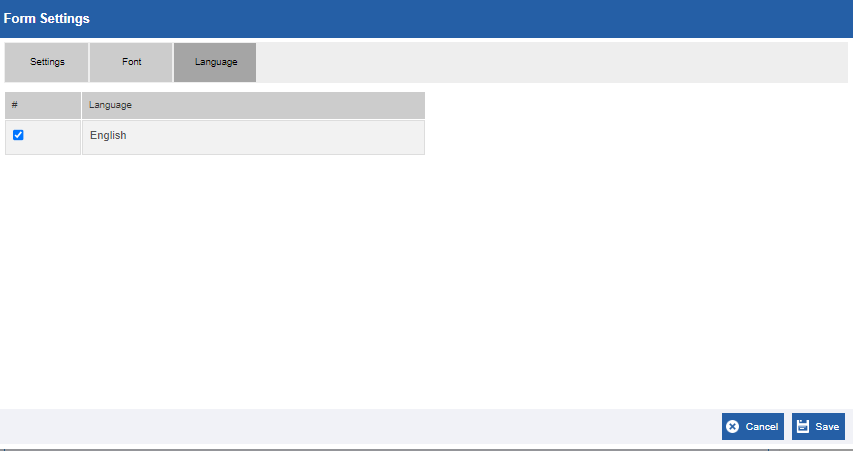 Form Settings - Language tab Form Settings - Language tab