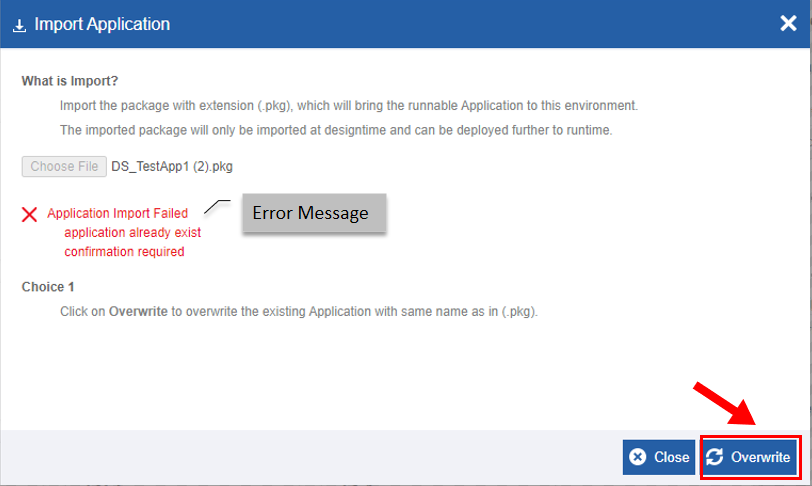 Import error message for duplicate file name Import error message for duplicate file name