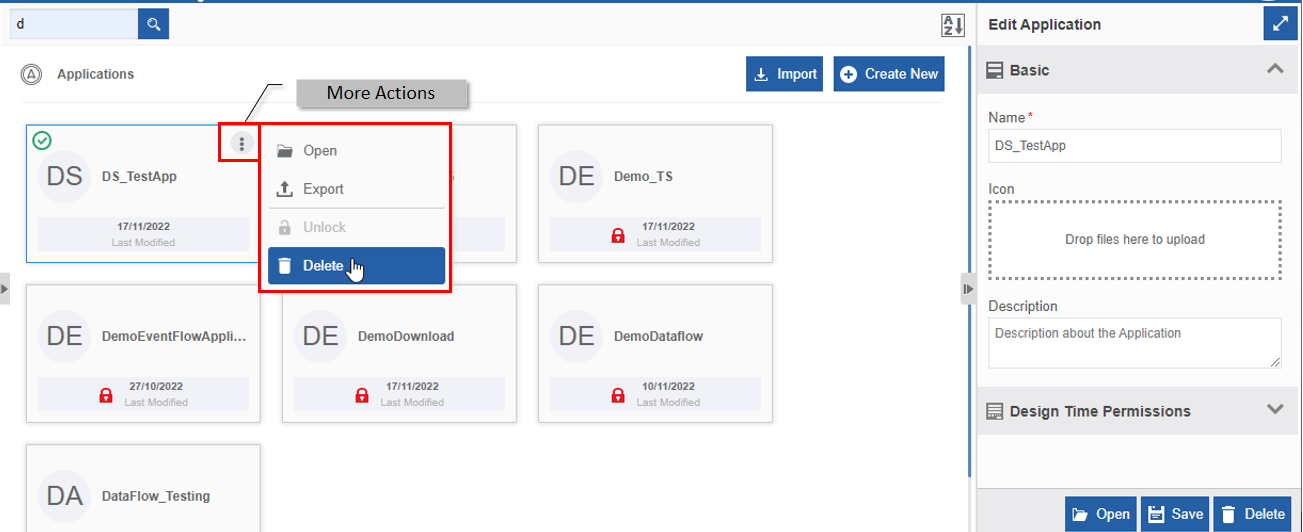 Delete in More Actions Delete in More Actions