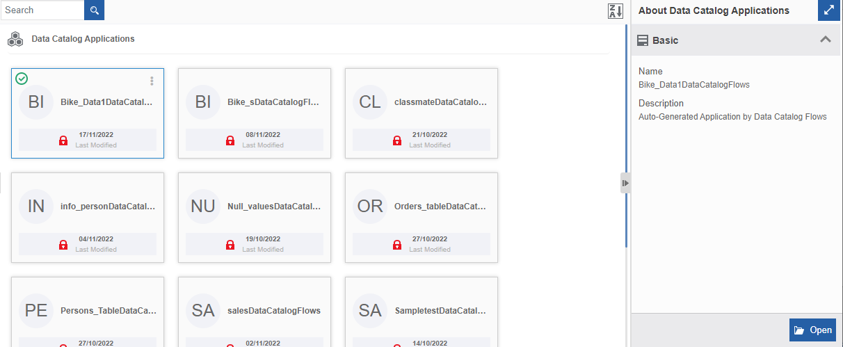 Data Catalog Applications page Data Catalog Applications page