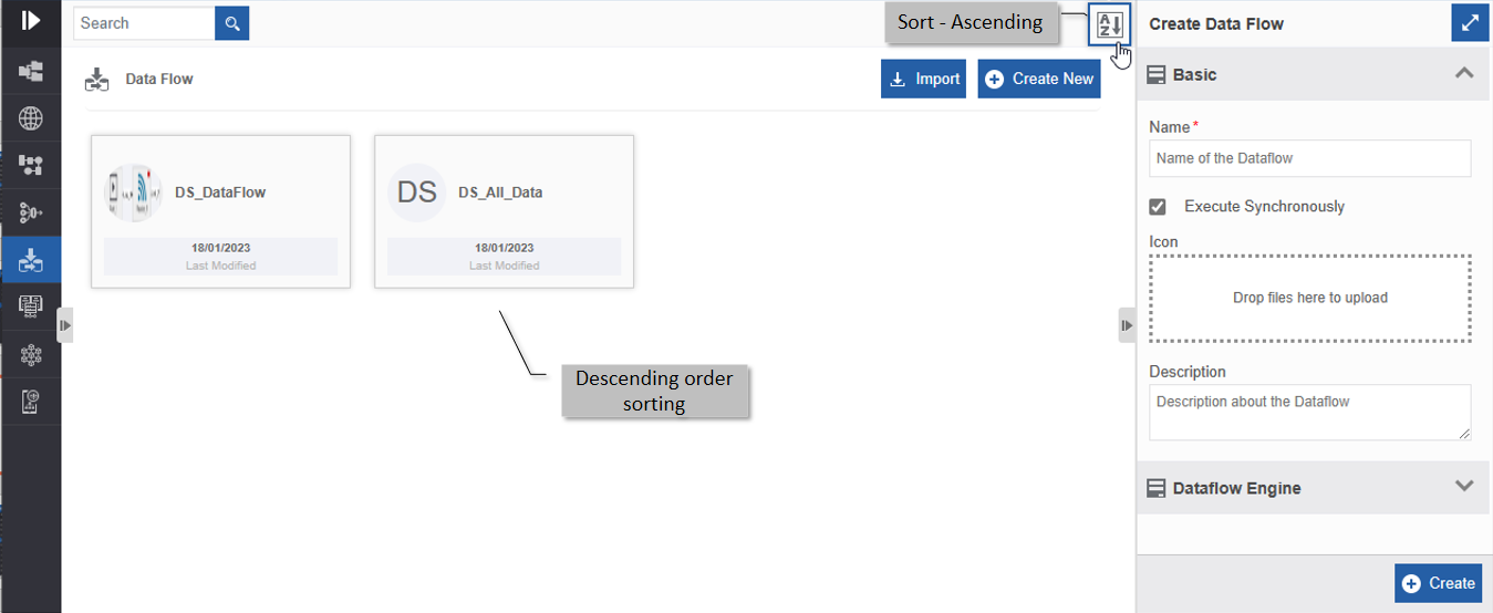 Descending order display with ascending order sort icon Descending order display with ascending order sort icon