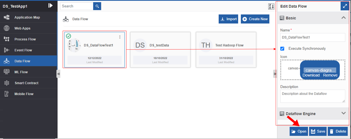 Edit selected data flow attributes (Edit Data flow) Edit selected data flow attributes (Edit Data flow)