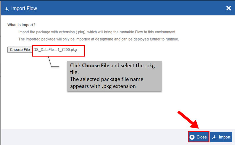 Choosing import file Choosing import file