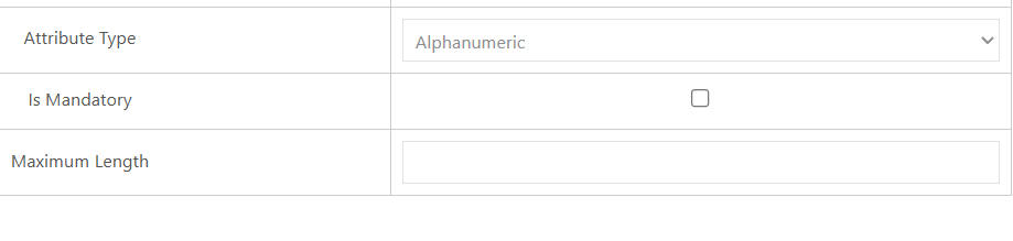 Attribute Type = Alphanumeric Attribute Type = Alphanumeric