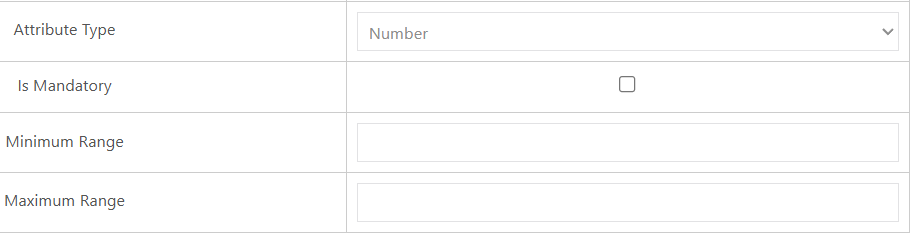 Attribute Type = Number Attribute Type = Number