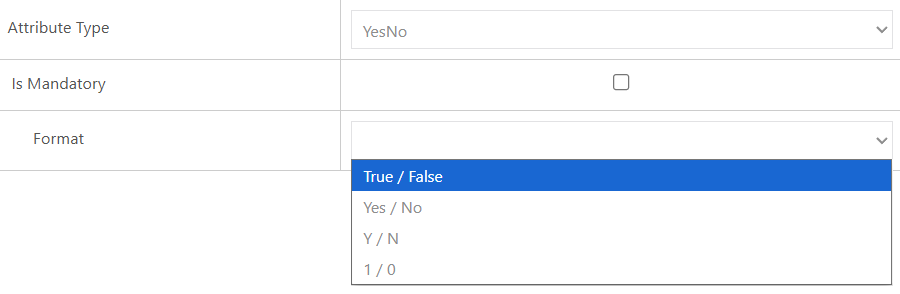 Attribute Type = YesNo Attribute Type = YesNo