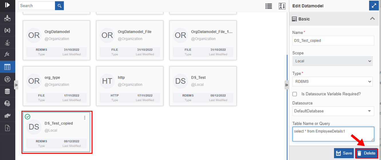 Deleting the Datamodel Deleting the Datamodel