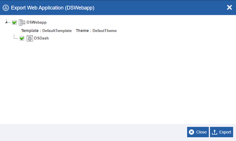 Export Web Application details Export Web Application details